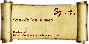 Szakács Ahmed névjegykártya